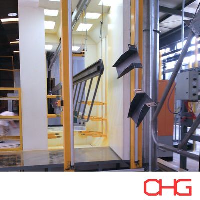 流暢な動作 プロセス 粉末コーティング 生産ライン 設備 PVC スプレーブースとコンベヤーシステム